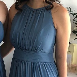 Steel blue David's Bridal bridesmaid dress